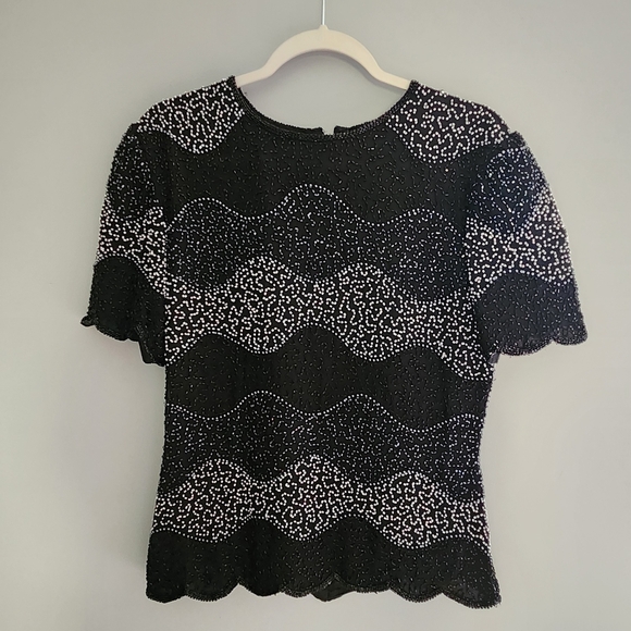 MARINA Tops - Marina Scalloped Edge Beaded Top